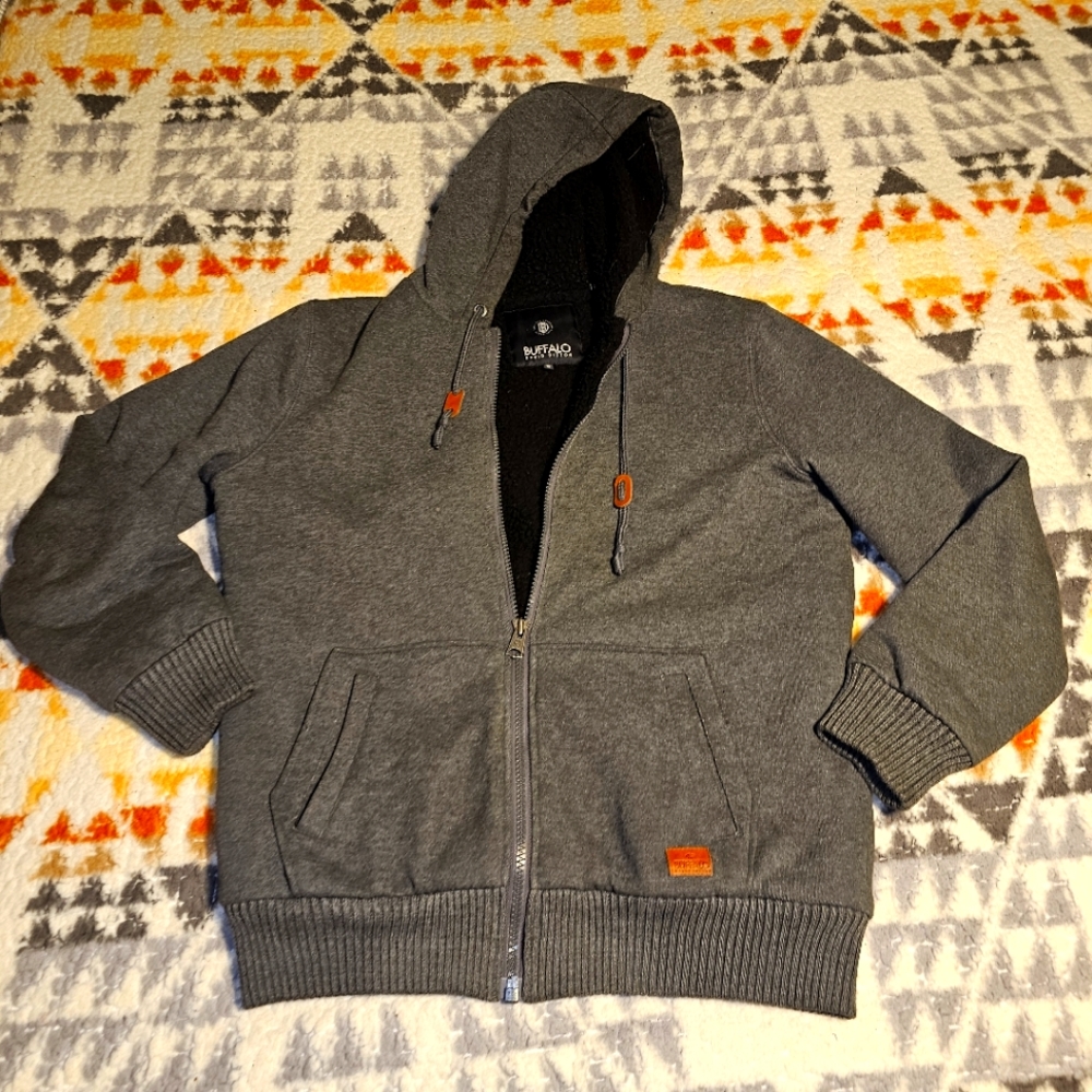 Buffalo David Bitton Hoodie Zip Up Fleece Lined with Insulated Arms